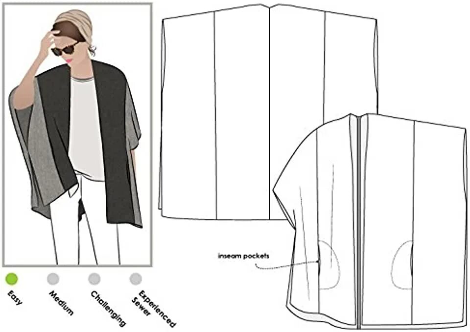 Кардиган своими руками без выкройки быстро Amazon.com: Sewing Pattern Cape
