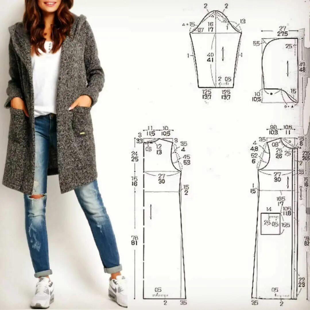 Кардиган трикотаж женский выкройки Шитье простые выкройки Jacket pattern, Sewing coat, Fashion sewing