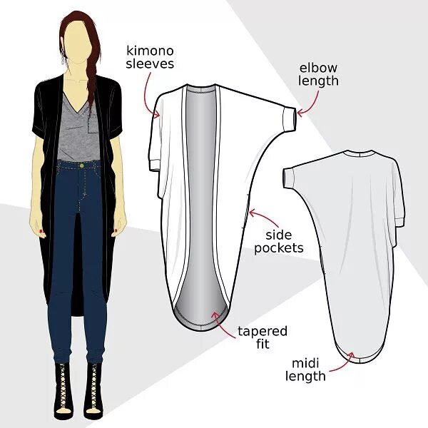 Кардиган выкройка скачать SW603 Long cardigan PDF sewing pattern Vêtements pour adolescents, Cardigan coco