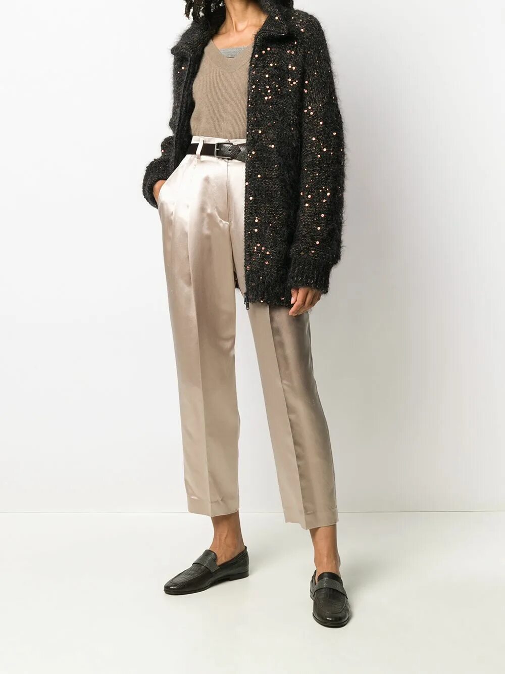 Кардиган женский в стиле брунелло кучинелли Brunello Cucinelli Sequin Knit Zip Cardigan - Farfetch