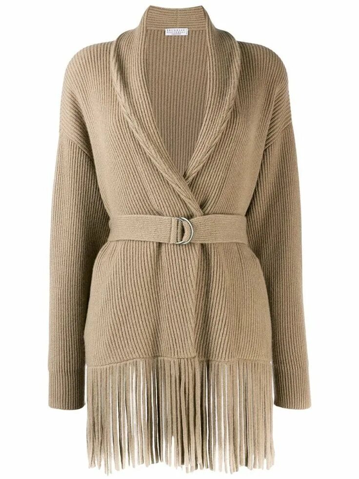 Кардиган женский в стиле брунелло кучинелли Brunello Cucinelli belted fringed cardigan - Neutrals Designer cardigans, Fringe