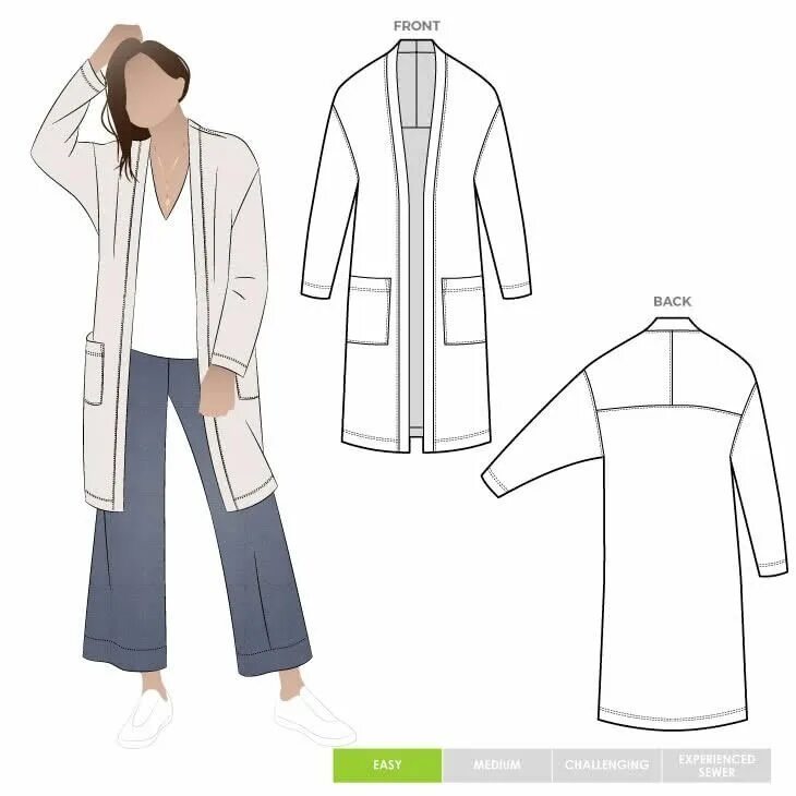 Кардиган женский выкройки сшить Como Knit Cardigan Style Arc Sewing Pattern 007 Sew Essential