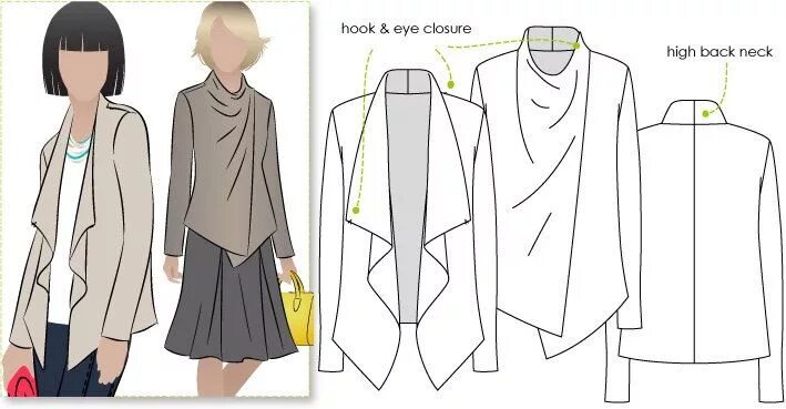 Кардиган женский выкройки сшить Harper Jacket // Sizes 22, 24 & 26 // Women's Jacket PDF Sewing Pattern by Style