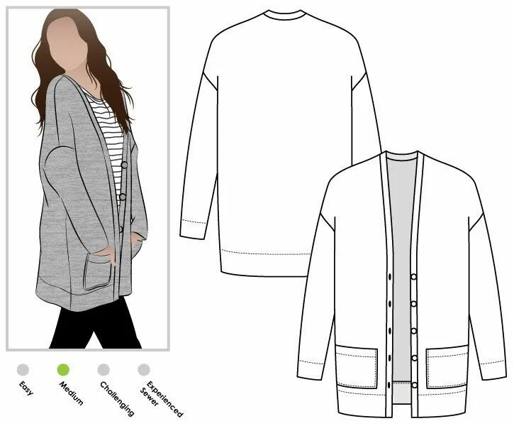 Кардиган женский выкройки сшить Sabel Boyfriend Cardi Sizes 26 28 and 30 Women's Etsy Womens cardigan, Oversized