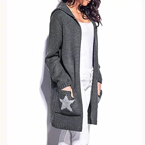 Кардиганы женские стиле Купить женские кардиганы Masrin masrin Damen Lange Ärmel Kapuzen-Cardigan-Star P