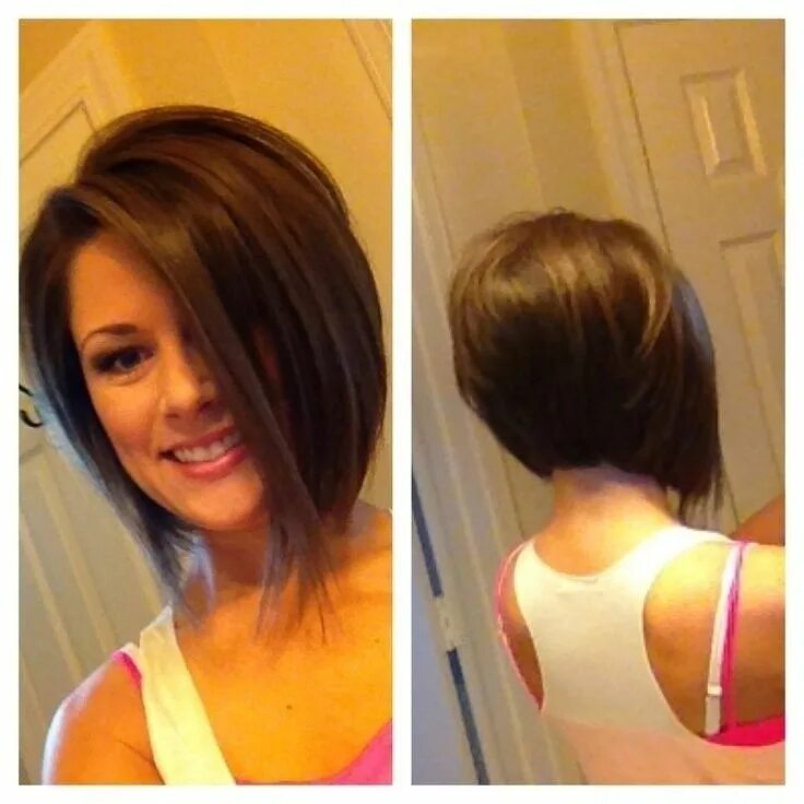 Каре на удлинение фото на короткие Stacked Long Bob Hairstyle -- like this! Inverted bob hairstyles, Angled bob hai