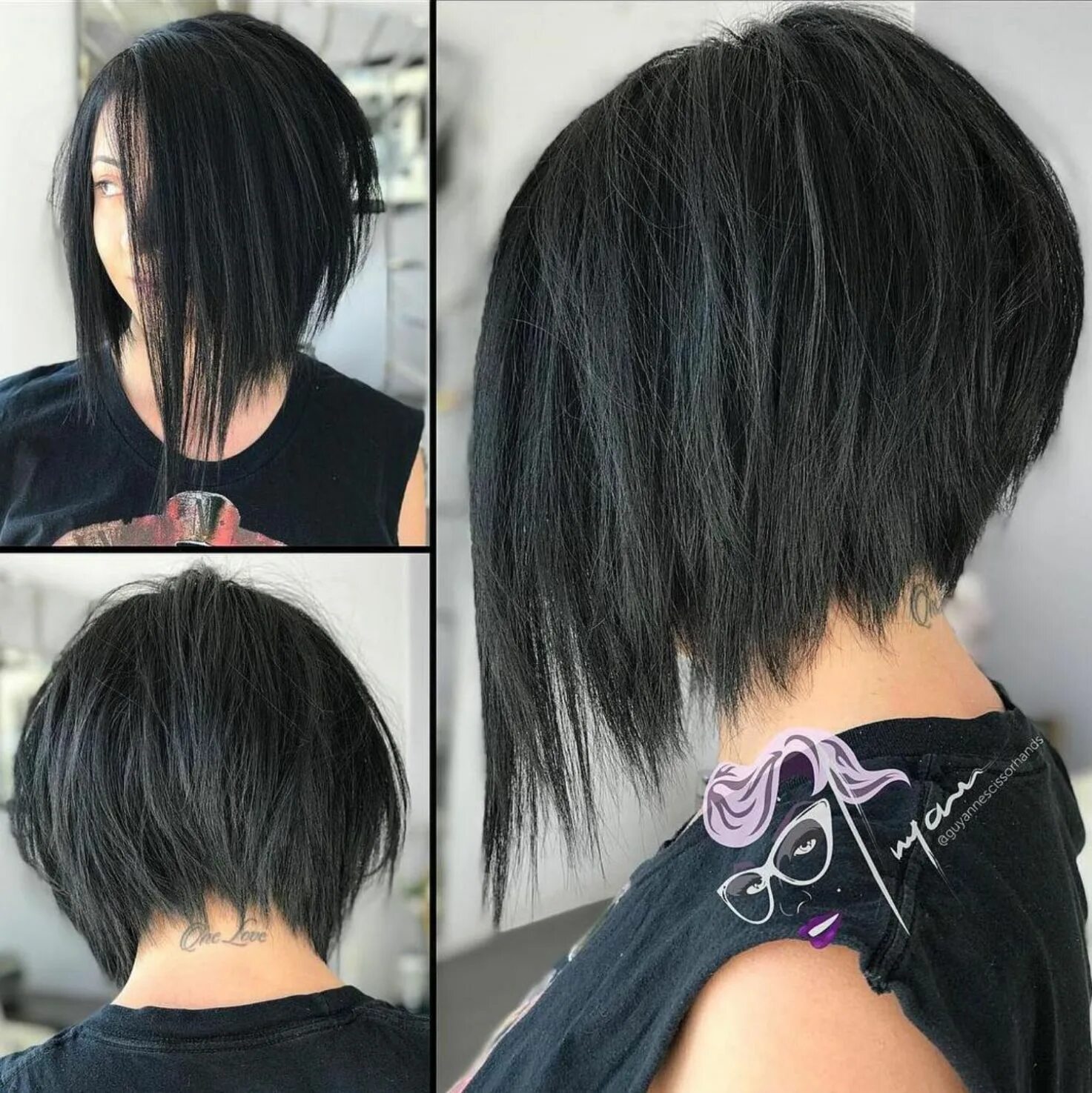 Каре на удлинение фото сзади и спереди Angled Bob With Razored Ends Thick hair styles, Short hair with layers, Short ha