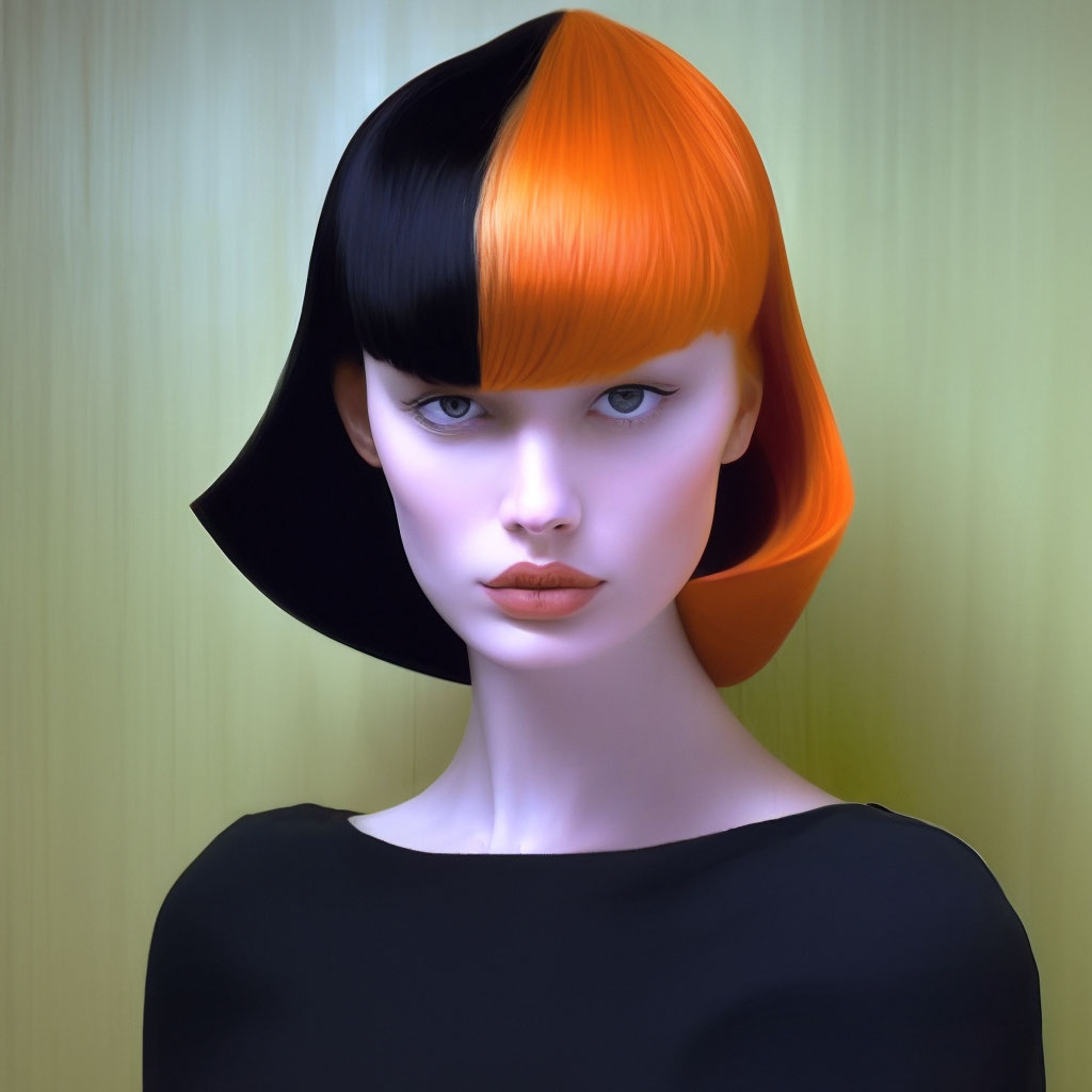 Каре половина прическа "A beautiful girl with a curvy square." - image created in Shedevrum