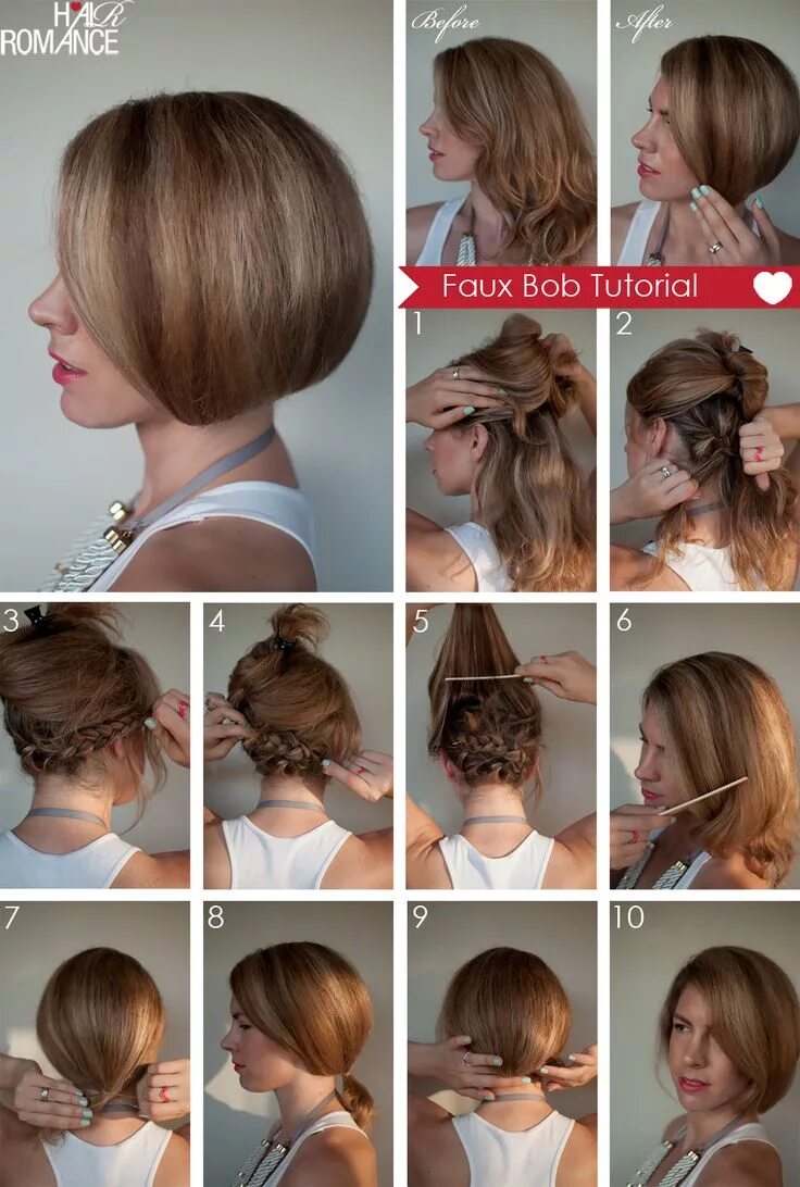 Каре пошаговое фото Faux Bob Tutorial
