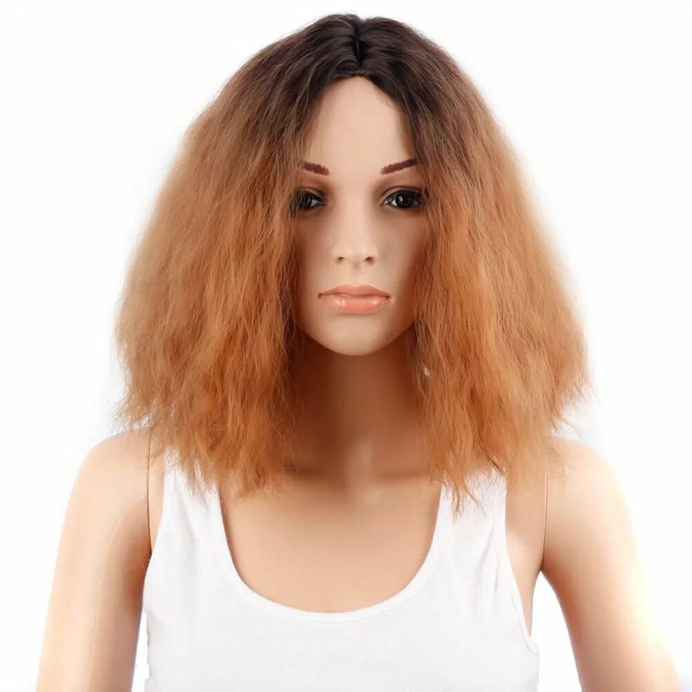 Каре пушистые волосы фото Buy Short Straight Wigs Ombre Black Blonde Facinating Wigs for Women Natural Hea