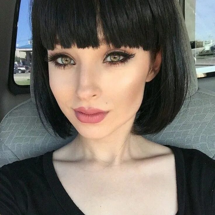 Каре с челкой черные волосы фото The perfect look for the summer Collette Premium Bob & Bangs Full Lace Wig //Pri