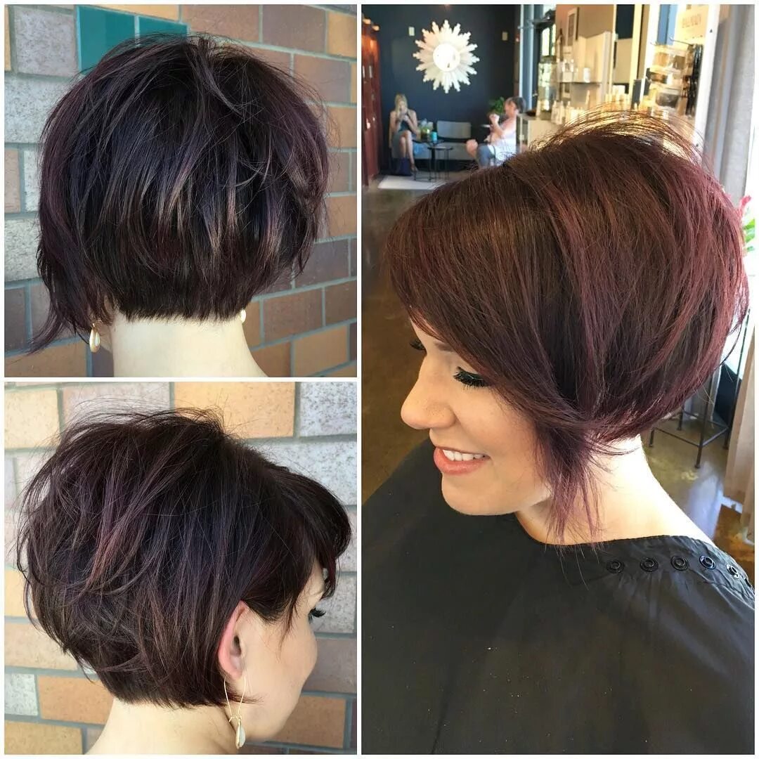 Каре с градуировкой фото на короткие волосы Katie on Instagram: "Created this long version of a short cut for my new friend 