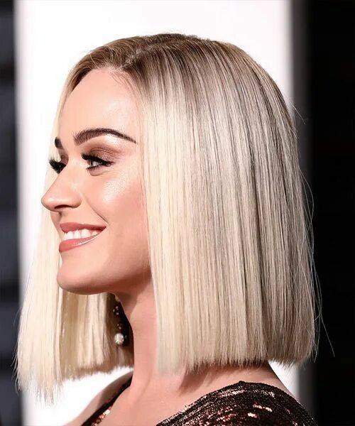 Каре с ровным срезом фото Katy Perry Medium Straight Light Platinum Blonde Bob Haircut Hår och skönhet, Sk