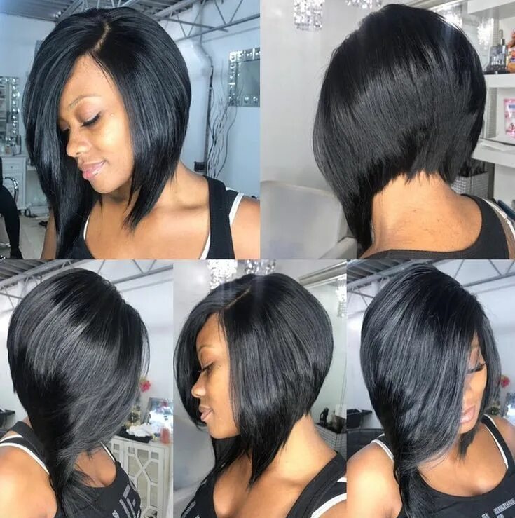 Каре с удлинением на лицо фото 50 Sensational Bob Haircuts for Black Women Stacked bob haircut, Short bob hairs