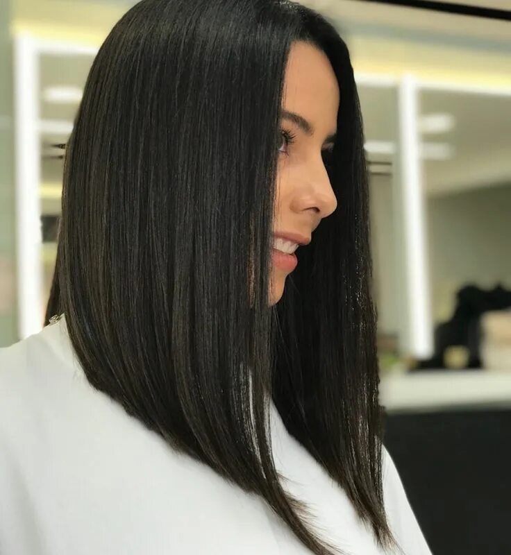 Каре стрижка без челки на длинные волосы asymmetrical long bob Прически, Стрижка, Длинный боб стрижка