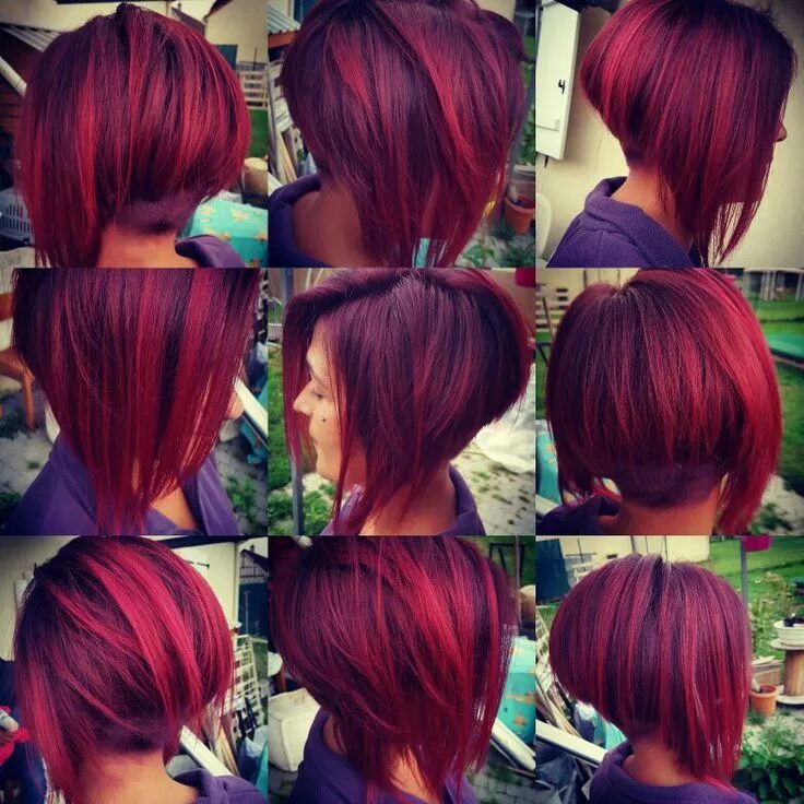 Каре стрижка красная Couleur framboise Red ombre hair, Short red hair, Short hair color