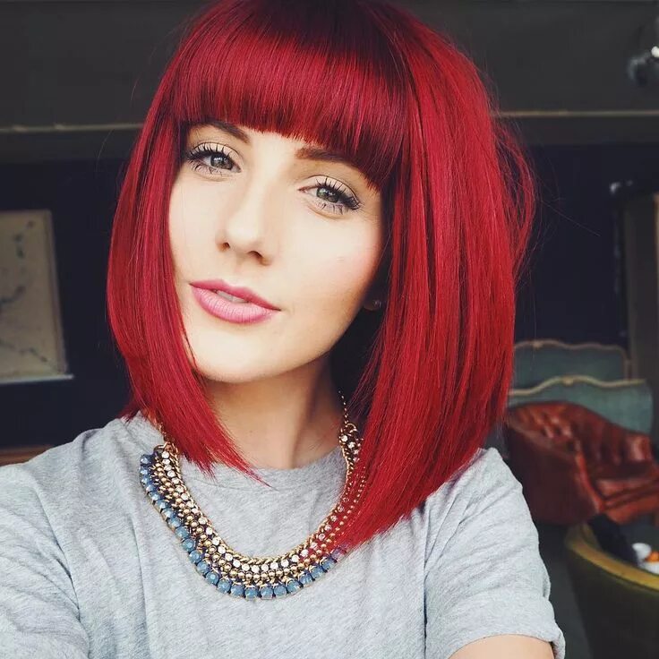 Каре стрижка красная Instagram photo by Megs * Jul 24, 2015 at 12:03pm UTC Magenta hair, Red hair col
