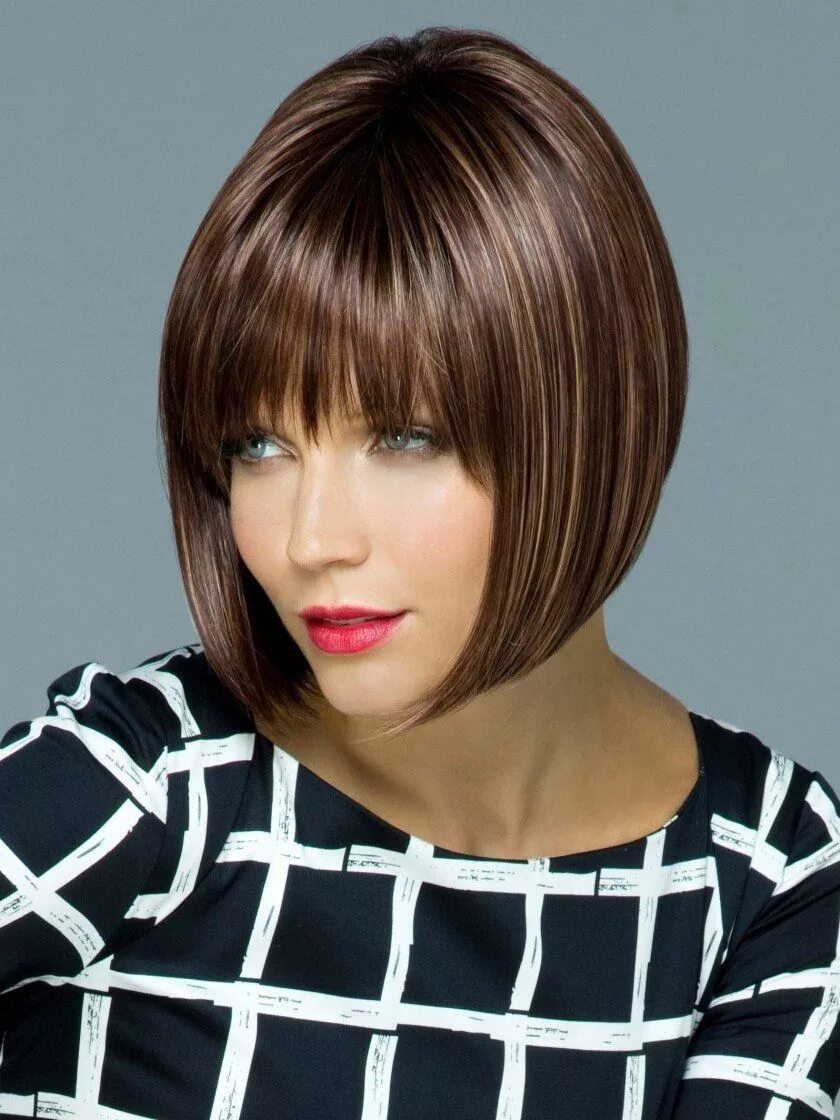 Каре стрижка с челкой с мелированием Tori Wig by Rene of Paris Synthetic (Traditional Cap) Cabelo com franja, Cabelo 