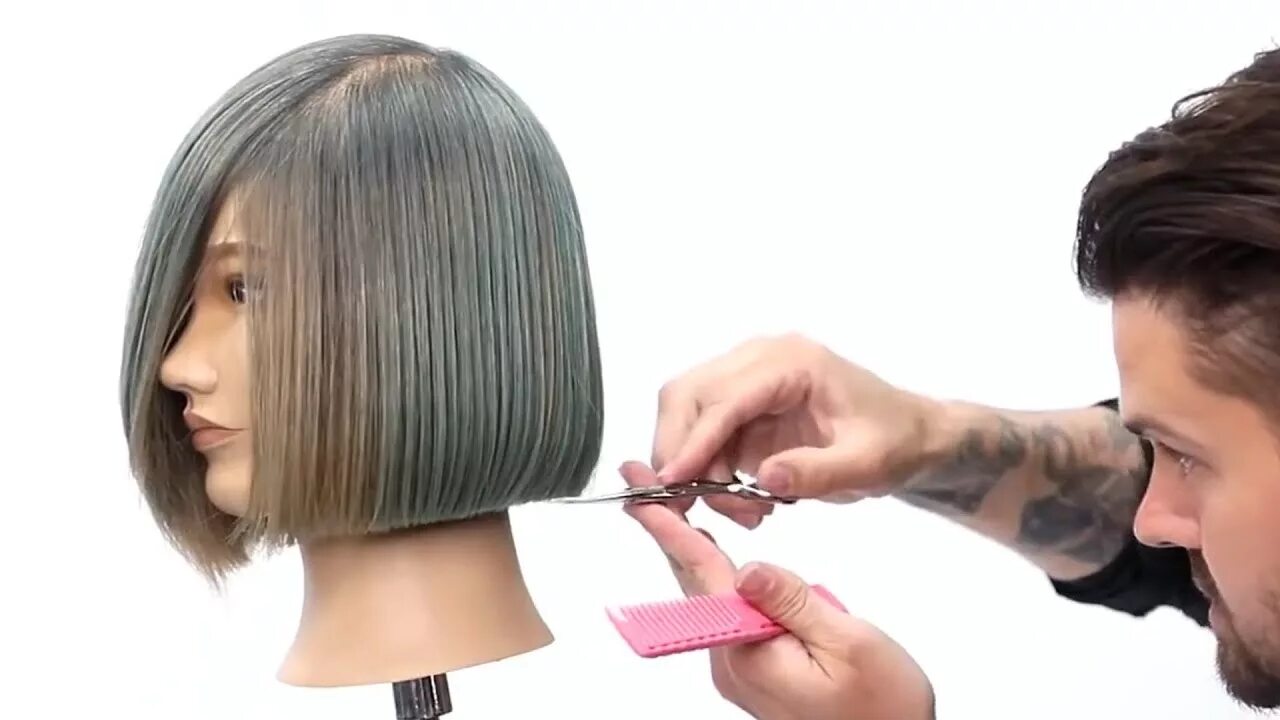 Каре стрижка видео техника One Length Bob Haircut Tutorial - YouTube