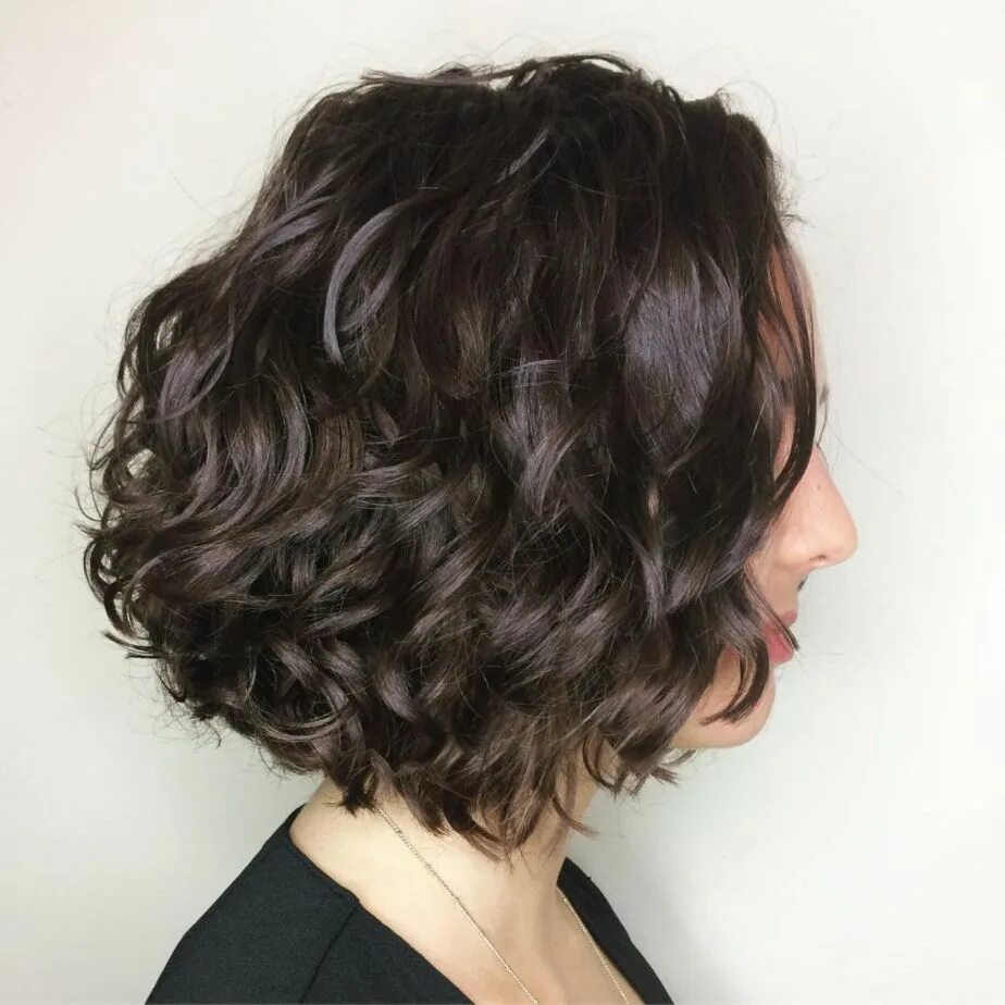 Каре стрижка женская кудрявые волосы Layered Curly Chocolate Brown Bob Wavy bob hairstyles, Curly bob hairstyles, Bob