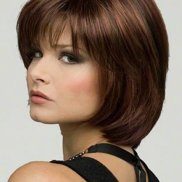Каре стрижка женская с челкой каскад Women Auburn Short straight hair fashion synthetic wig Wish Medium hair styles, 