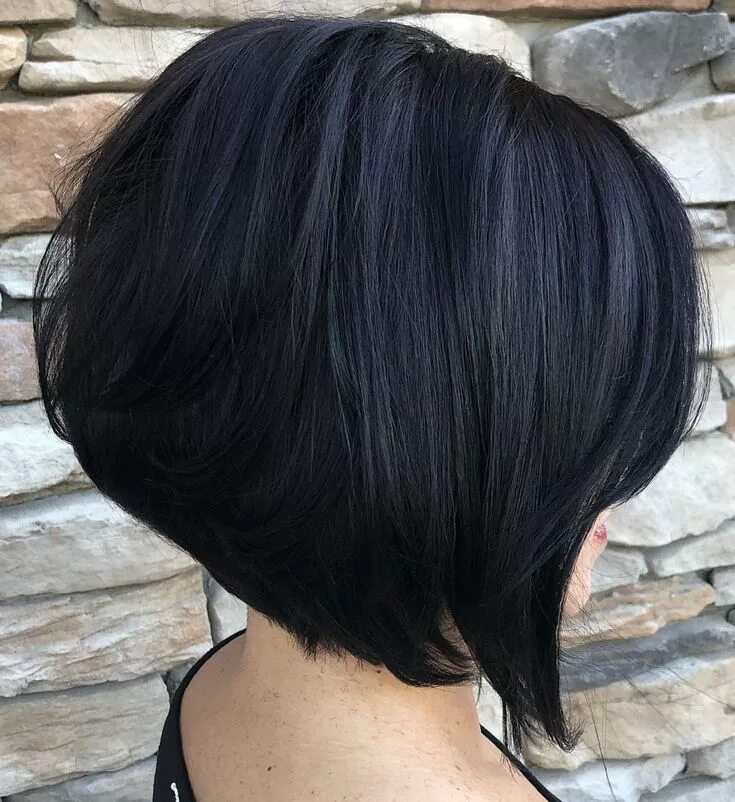 Каре стрижки черный цвет Inverted Black Bob Cabello grueso, Cortes de cabello grueso, Cortes de pelo