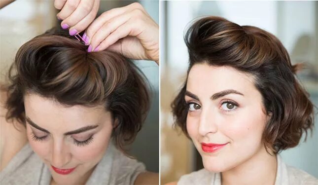 Каре своими руками в домашних 10-Minute 'Dos: 12 Quick Ways to Style Short Hair Short hair dos, Thick hair sty