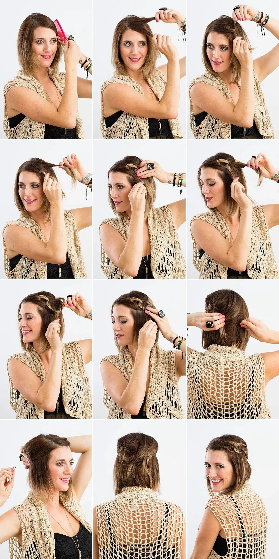 Каре своими руками в домашних Newest Twist And Turn Hairstyle Step By Step Ideas Short hair updo, Short hair t