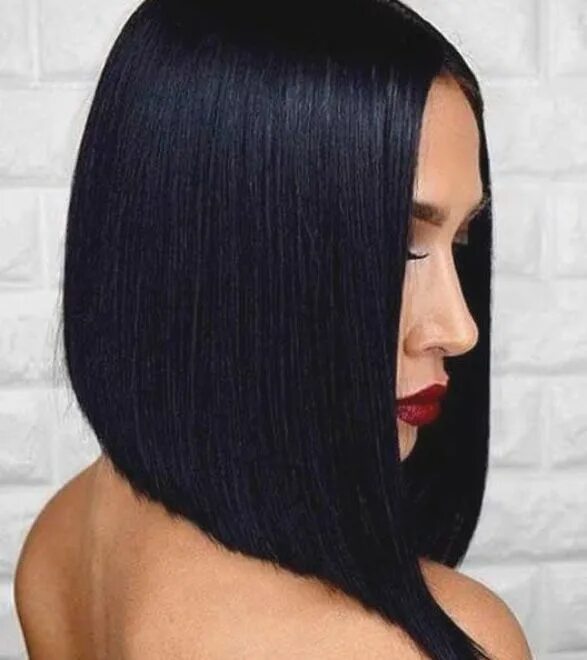 Каре темного цвета фото Jet Black Bob Hair