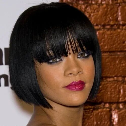 Каре темного цвета фото STOCK Rihanna Short Black Bob lace Wig 10inch 150% density 100% Virgin Brazilian