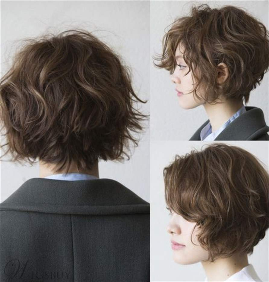 Каре вьющиеся стрижка фото Short Bob Wavy Human Hair Women Wigs 12 Inches: Wigsbuy.com Thick hair styles, S
