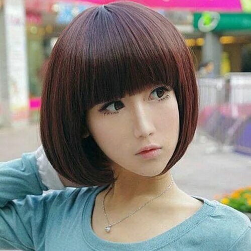 Каре японское прическа Women Girls Lady Short Fringe Cosplay Costume Party Bob Straight Full Hair Wigs 