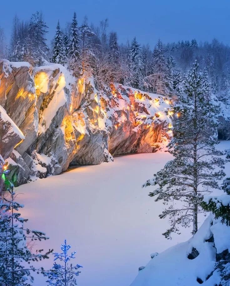 Карелия зимой фото Сказочная Рускеала в зимние сумерки. Карелия. Travel dreams, Natural landmarks, 