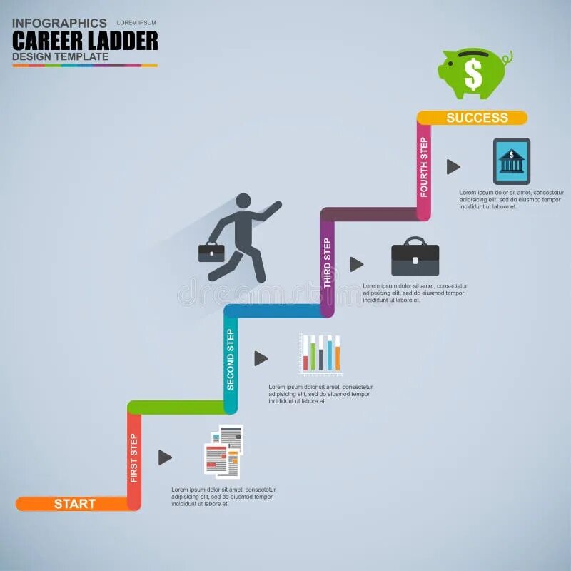 Карьерный рост дизайнера интерьера Businessman Walking Up Stairs. Stairway To Success Stock Vector - Illustration o