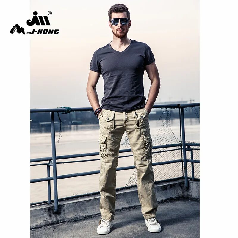 Карго стиль в одежде мужской 2017 Mjnong Brand Soild Men's Casual Pants Men Cotton Camouflage Amry Military O