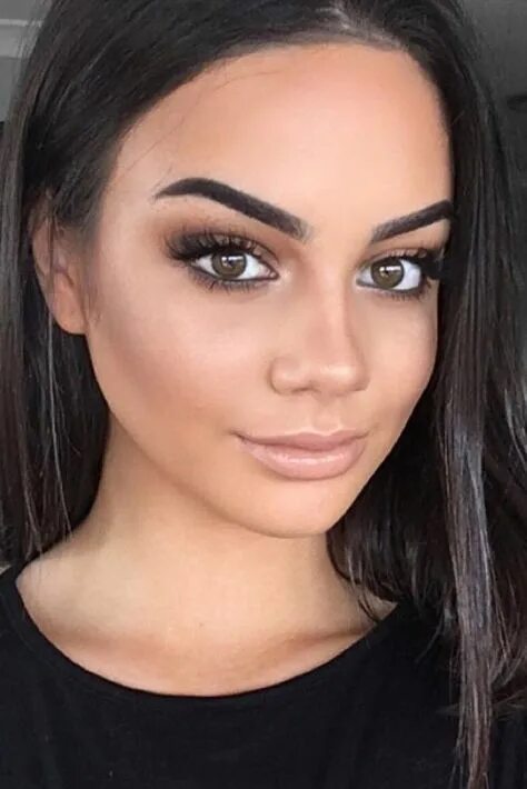 Карие глаза и черные брови фото Natural and Glamorous Everyday Makeup for Brown Eyes