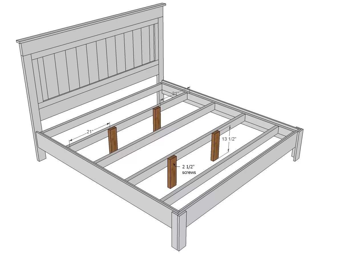 Каркас кровать своими руками чертежи King Size Fancy Farmhouse Bed Diy king bed, Diy farmhouse bed, Diy king bed fram