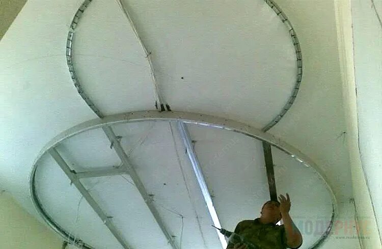 Каркас натяжных потолков фото Монтаж точечных светильников в гипсокартон потолка * Модернус.ру