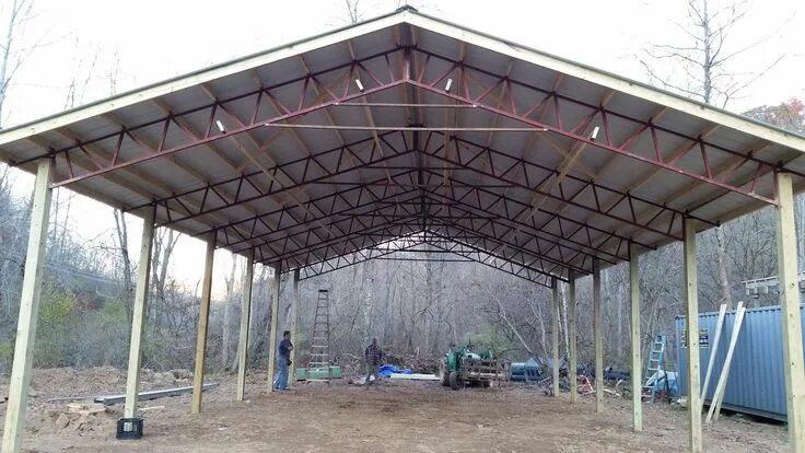 Каркас навеса из профильной трубы фото Web Store Steel trusses, Roof trusses, Pole barn designs