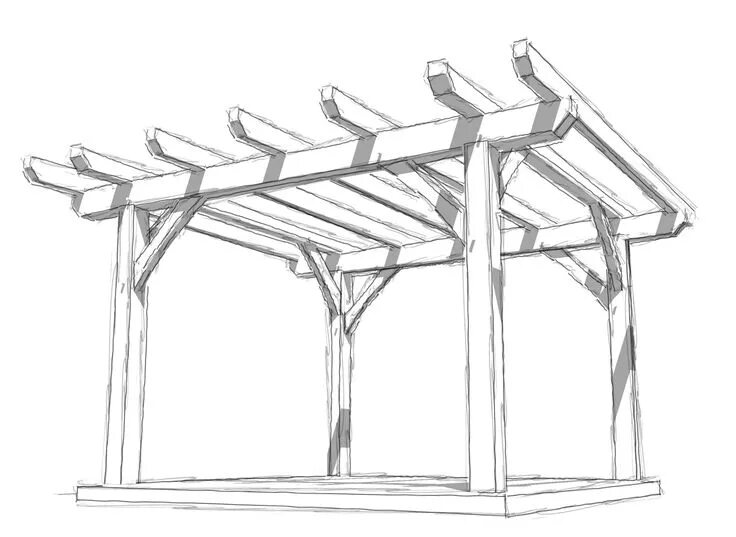 Каркасная беседка чертеж 12 × 12 Timber Frame Pergola Plan - Timber Frame HQ Timber frame pergola plans, 