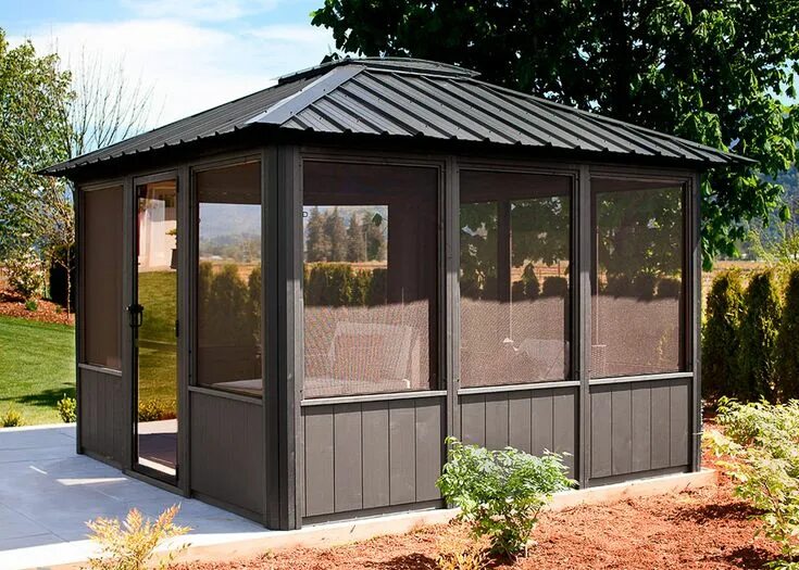 Каркасная беседка закрытая своими руками Jasper - Visscher Eden Spas Jacuzzi Gazebo plans, Gazebo, Enclosed gazebo