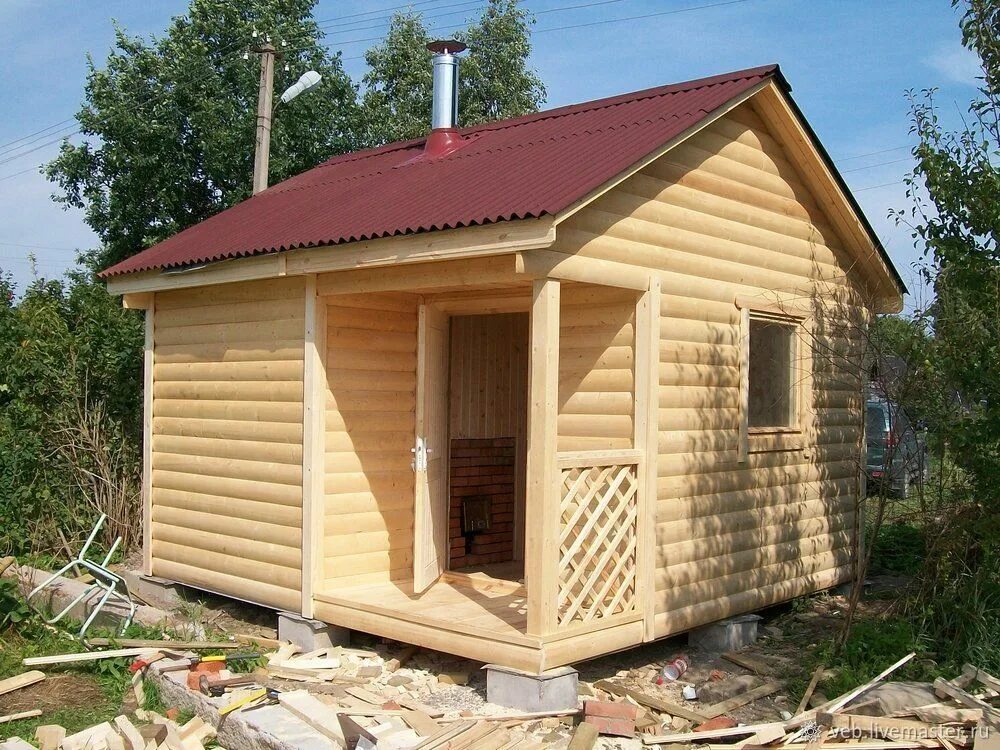 Каркасные бани под ключ проекты фото Бани, сауны: Каркасная баня 4х4м "Стандарт" в интернет-магазине Ярмарка Мастеров