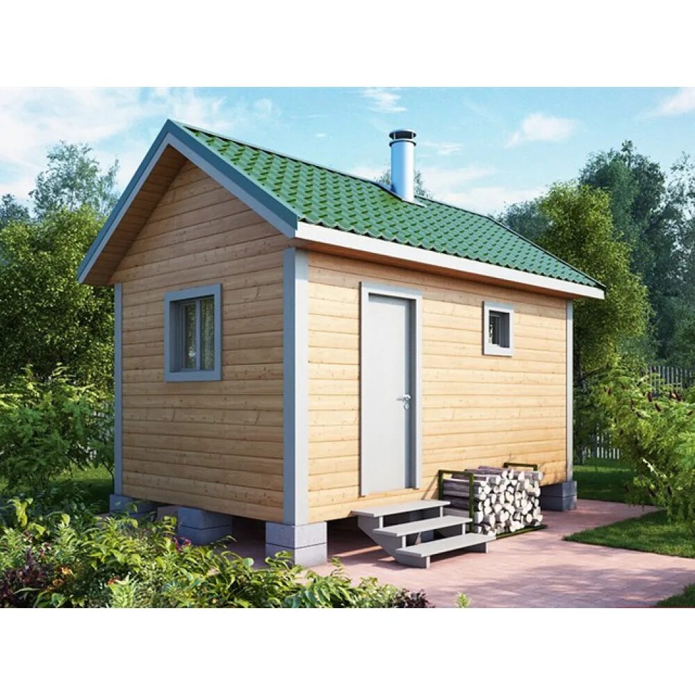 Каркасные бани под ключ цена фото Баня 3x5 из профилированного бруса - заказать строительство в Нижнем Новгороде