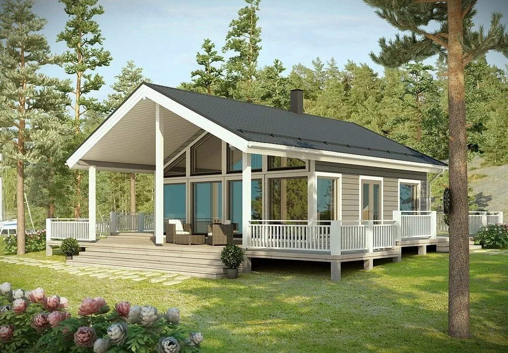 Каркасные дачи проекты фото и цены Проект дома Kakkoskoti Kesäniemi 89s - Каркас-Комплект
