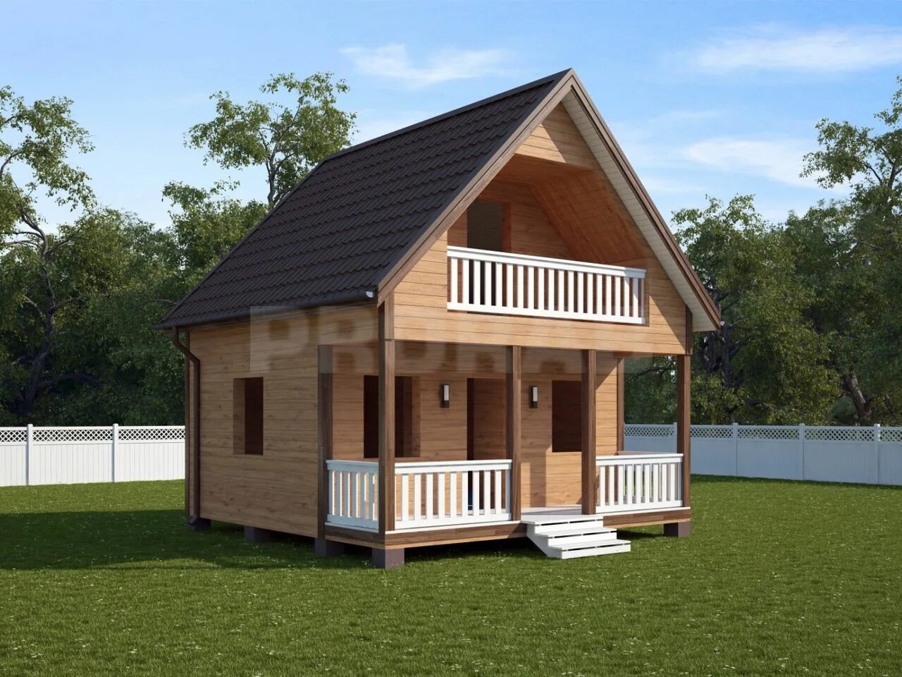 Каркасные дачные дома проекты фото Проект дачного дома из бруса 6x6 С-57-84