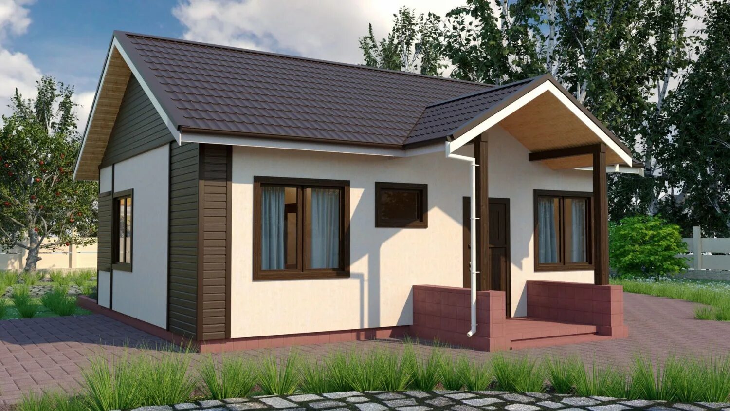 Каркасные дома 100 кв проекты фото Каркасный дом - EX 068 - проект каркасного дома (1 этажа) в Набережных Челнах "К