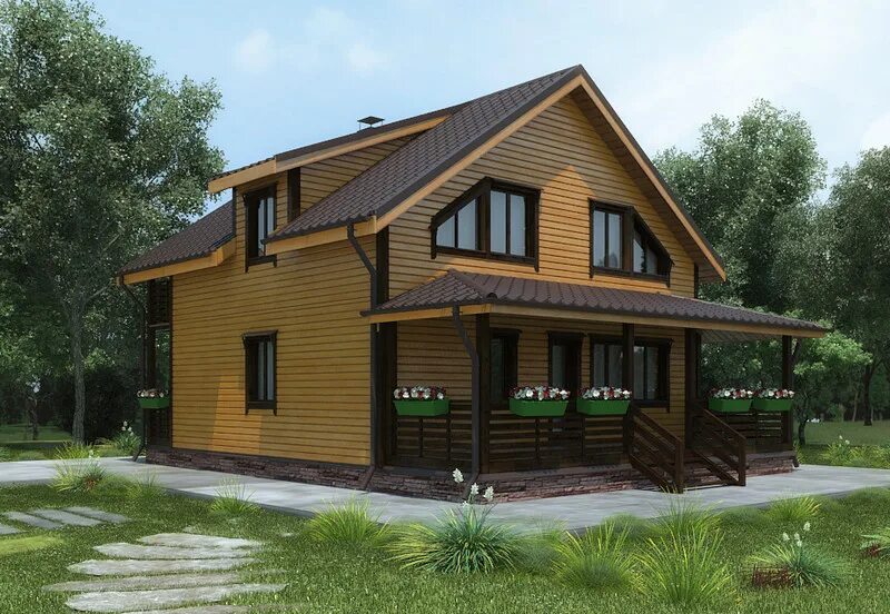 Каркасные дома 100 кв проекты фото Дома 9 х 12 м: Каркасный дом для постоянного проживания размером 9 х 12 м. (К-20
