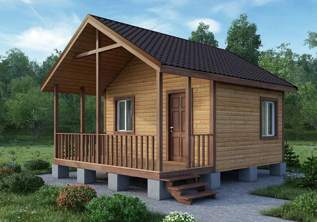 Каркасные дома дачи фото Садовый дом 4х5,5 с террасой- Киров-каркас