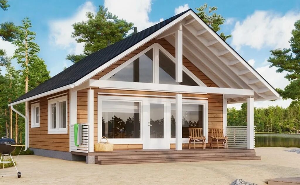 Каркасные дома террасой проекты фото Проект дома Kimara 83 - Каркас-Комплект