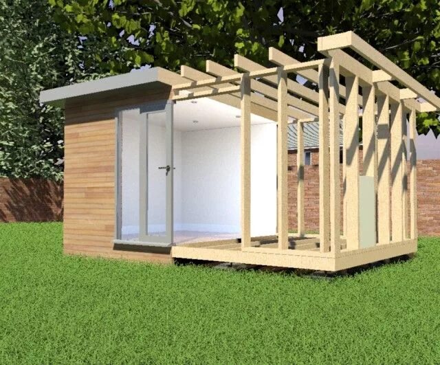 Каркасные хозблоки проекты фото Garden Room Construction Summer house garden, Garden cabins, Contemporary garden